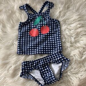 Cat & Jack Blue Checkered Cherry Bikini